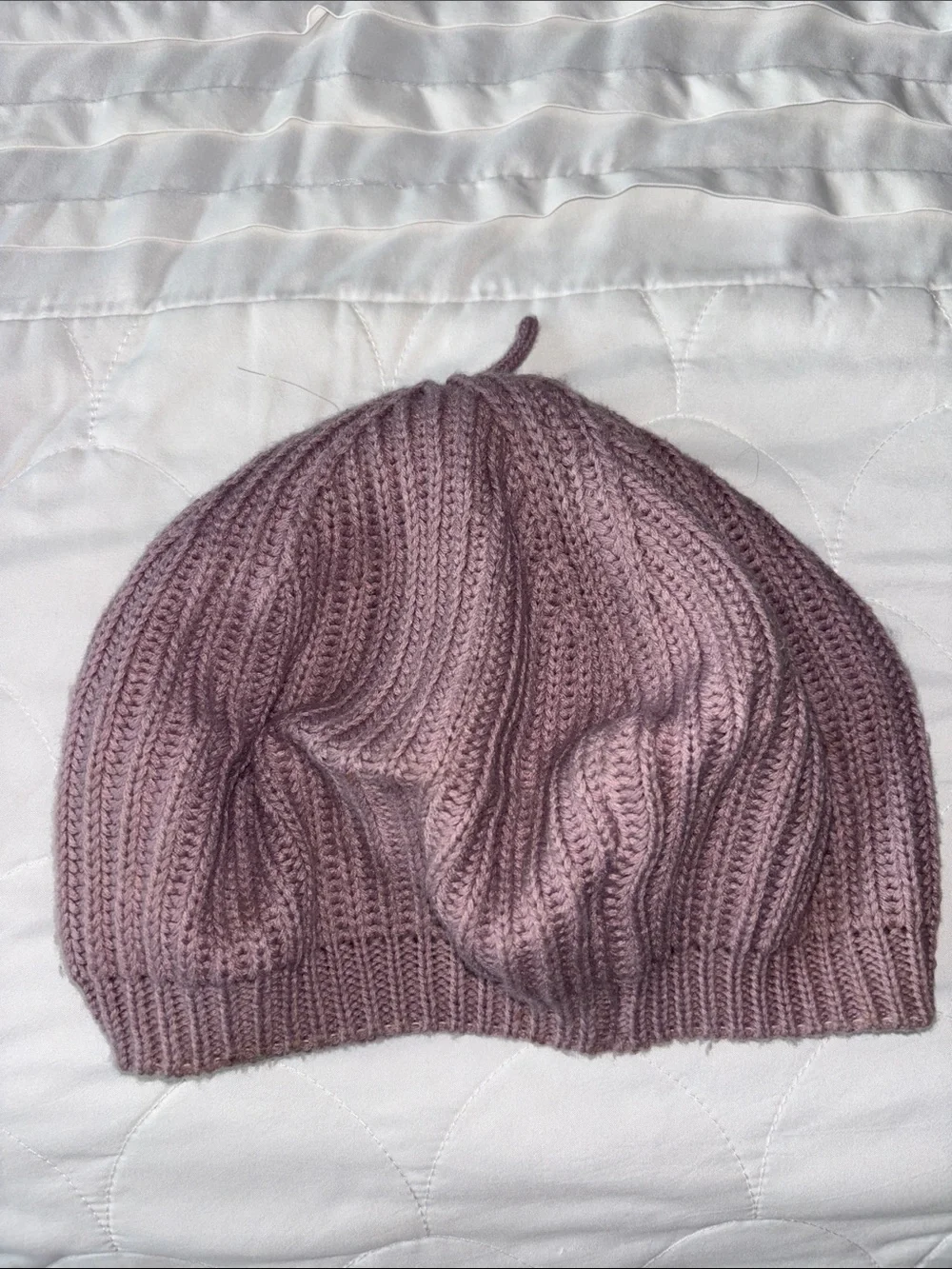Classic Knit Beret in Mauve Purple - Women's Accessory